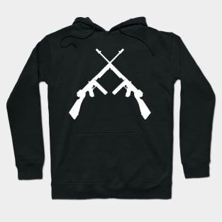 Crossed thompson submachine gun in white Hoodie